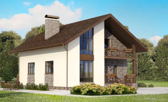 155-001-П Проект двухэтажного дома с мансардным этажом, гараж, компактный загородный дом из пеноблока | Проекты домов от House Expert