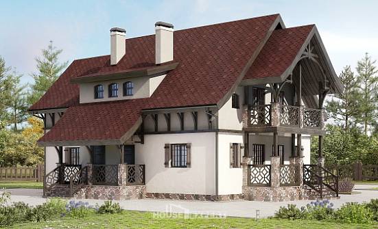 180-014-П Проект двухэтажного дома мансардой, компактный коттедж из пеноблока | Проекты домов от House Expert