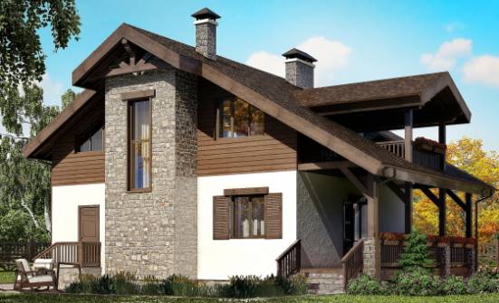 150-004-Л Проект двухэтажного дома мансардный этаж, простой загородный дом из керамзитобетонных блоков | Проекты домов от House Expert
