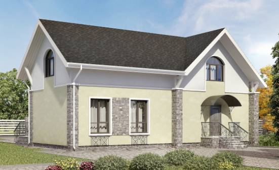 150-012-П Проект двухэтажного дома с мансардой, классический коттедж из керамзитобетонных блоков | Проекты домов от House Expert