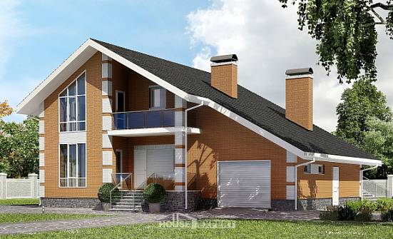 190-006-П Проект двухэтажного дома мансардный этаж и гаражом, уютный загородный дом из бризолита | Проекты домов от House Expert