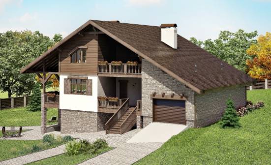 300-003-П Проект трехэтажного дома с мансардным этажом, гараж, уютный домик из кирпича | Проекты домов от House Expert