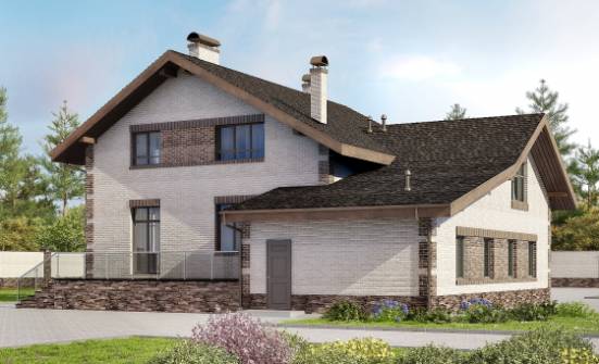 245-005-П Проект двухэтажного дома с мансардой, гараж, простой загородный дом из бризолита | Проекты домов от House Expert