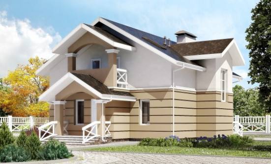 155-009-П Проект двухэтажного дома с мансардой, компактный коттедж из теплоблока | Проекты домов от House Expert
