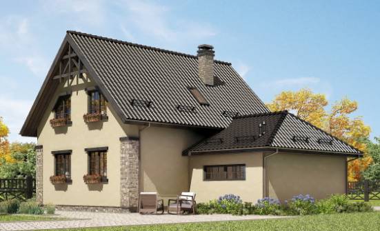 160-005-Л Проект двухэтажного дома с мансардой, гараж, красивый загородный дом из арболита | Проекты домов от House Expert
