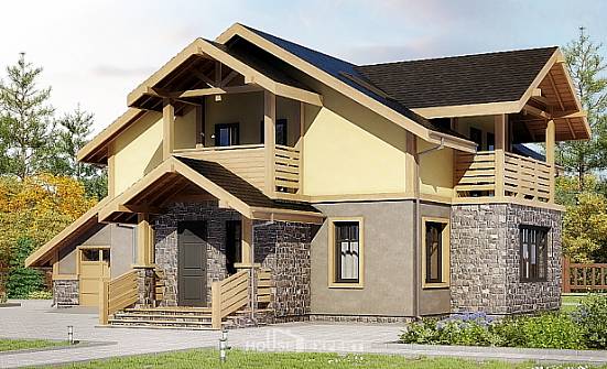 180-011-П Проект двухэтажного дома с мансардой и гаражом, классический коттедж из керамзитобетонных блоков | Проекты домов от House Expert