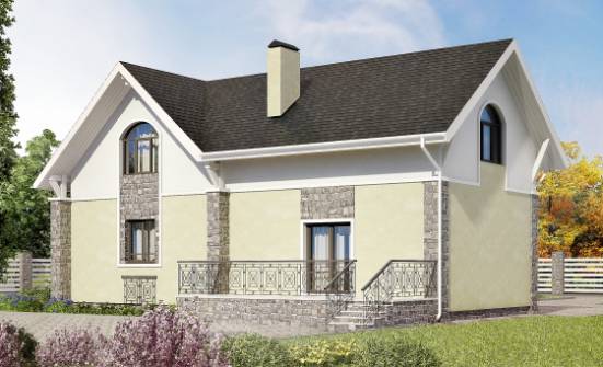 150-012-П Проект двухэтажного дома с мансардой, классический коттедж из керамзитобетонных блоков | Проекты домов от House Expert