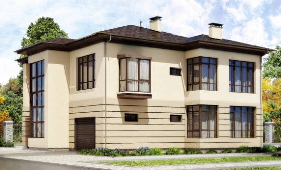 300-006-П Проект двухэтажного дома и гаражом, огромный загородный дом из кирпича | Проекты домов от House Expert