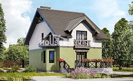 120-003-П Проект двухэтажного дома с мансардой, компактный домик из пеноблока, House Expert