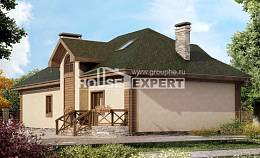180-010-П Проект двухэтажного дома мансардой и гаражом, просторный загородный дом из поризованных блоков, House Expert