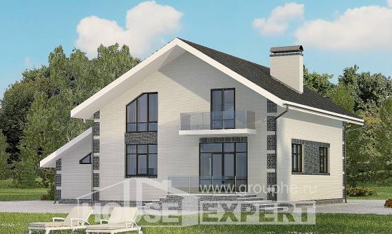 180-001-П Проект двухэтажного дома мансардой и гаражом, компактный дом из блока, House Expert