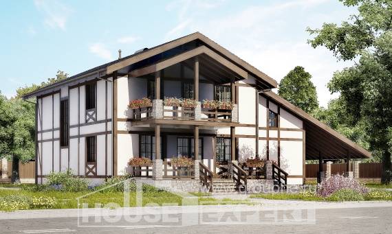 250-002-Л Проект двухэтажного дома мансардой, гараж, классический дом из кирпича, House Expert