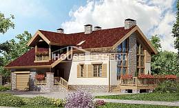 165-002-П Проект двухэтажного дома мансардный этаж, гараж, компактный домик из арболита, House Expert