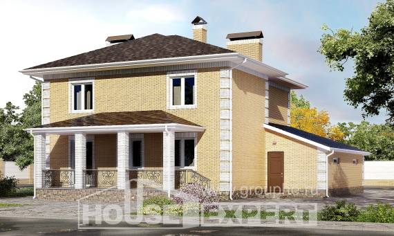 220-006-Л Проект двухэтажного дома, гараж, современный домик из поризованных блоков, House Expert