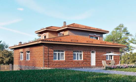 380-002-Л Проект трехэтажного дома и гаражом, уютный дом из кирпича | Проекты домов от House Expert