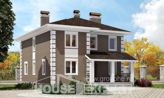 185-002-П Проект двухэтажного дома, бюджетный загородный дом из блока, House Expert