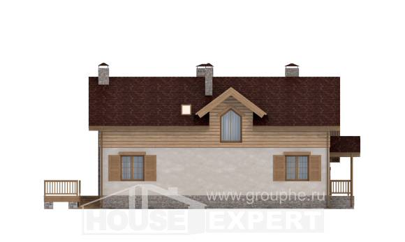 165-002-П Проект двухэтажного дома мансардный этаж, гараж, скромный загородный дом из твинблока, House Expert
