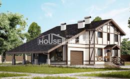 250-002-Л Проект двухэтажного дома мансардой, гараж, современный домик из кирпича, House Expert