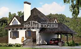 110-002-Л Проект двухэтажного дома с мансардным этажом и гаражом, экономичный домик из газобетона, House Expert