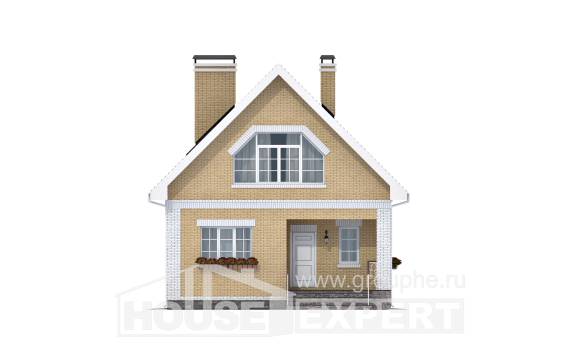 130-004-П Проект двухэтажного дома мансардный этаж, экономичный загородный дом из поризованных блоков, House Expert