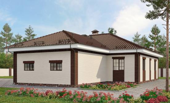 160-015-П Проект одноэтажного дома и гаражом, бюджетный дом из блока | Проекты одноэтажных домов от House Expert