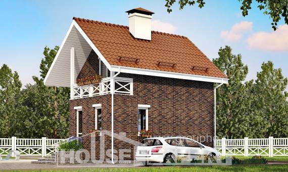 045-001-Л Проект двухэтажного дома мансардой, бюджетный дом из блока, House Expert