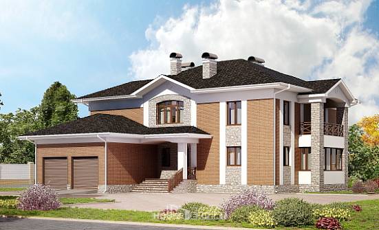 520-002-Л Проект трехэтажного дома и гаражом, уютный коттедж из арболита | Проекты домов от House Expert