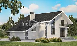 180-001-П Проект двухэтажного дома мансардой и гаражом, бюджетный домик из керамзитобетонных блоков, House Expert