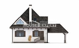 110-002-Л Проект двухэтажного дома мансардой и гаражом, небольшой дом из керамзитобетонных блоков, House Expert