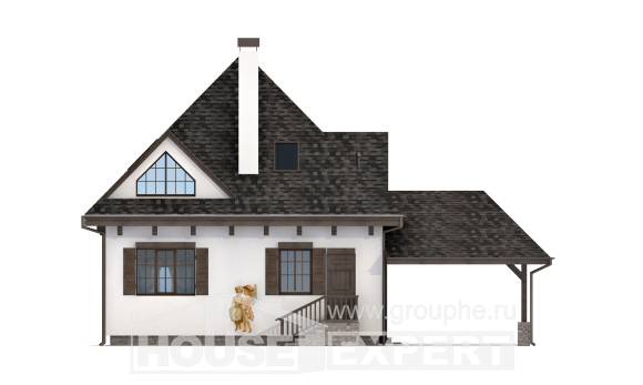 110-002-Л Проект двухэтажного дома мансардой и гаражом, небольшой дом из керамзитобетонных блоков, House Expert