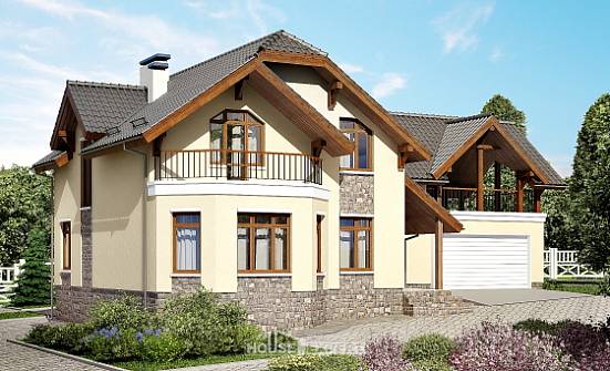 255-003-П Проект трехэтажного дома с мансардой, гараж, красивый домик из блока | Проекты домов от House Expert