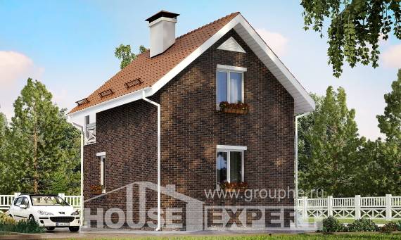 045-001-Л Проект двухэтажного дома мансардой, скромный коттедж из твинблока, House Expert