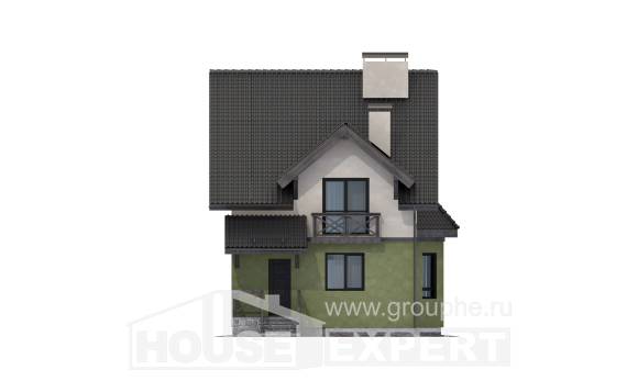 120-003-П Проект двухэтажного дома с мансардой, скромный домик из пеноблока, House Expert
