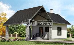 060-001-П Проект двухэтажного дома с мансардой и гаражом, махонький дом из пеноблока, House Expert