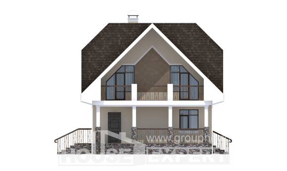 125-001-Л Проект двухэтажного дома мансардный этаж, простой дом из пеноблока, House Expert
