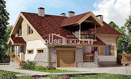 165-002-П Проект двухэтажного дома мансардный этаж и гаражом, простой загородный дом из твинблока, House Expert