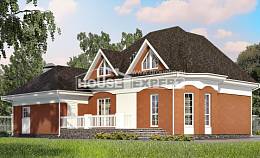 180-007-П Проект двухэтажного дома мансардный этаж и гаражом, скромный домик из блока, House Expert