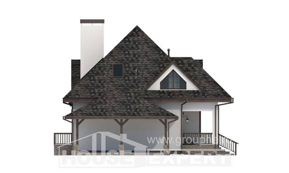 110-002-Л Проект двухэтажного дома с мансардным этажом и гаражом, бюджетный загородный дом из поризованных блоков, House Expert