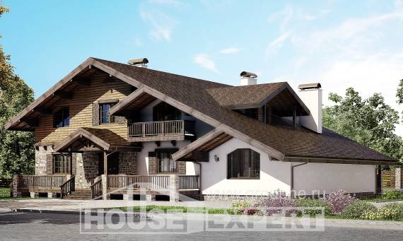 320-002-П Проект двухэтажного дома с мансардой, большой домик из кирпича, House Expert