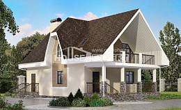 125-001-Л Проект двухэтажного дома с мансардой, красивый загородный дом из твинблока, House Expert