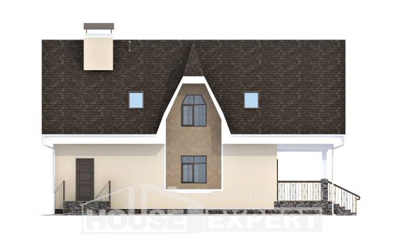 125-001-Л Проект двухэтажного дома с мансардой, классический загородный дом из блока, House Expert
