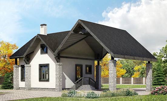 060-001-П Проект двухэтажного дома мансардой, гараж, простой загородный дом из бризолита | Проекты домов от House Expert