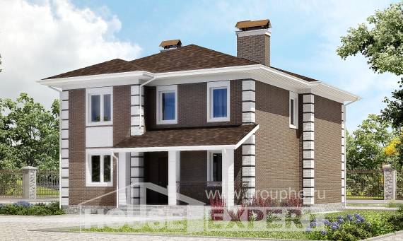 185-002-П Проект двухэтажного дома, небольшой домик из арболита, House Expert