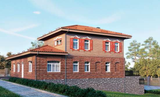 380-002-Л Проект трехэтажного дома и гаражом, уютный дом из кирпича | Проекты домов от House Expert