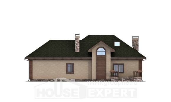 180-010-П Проект двухэтажного дома с мансардой и гаражом, уютный загородный дом из пеноблока, House Expert