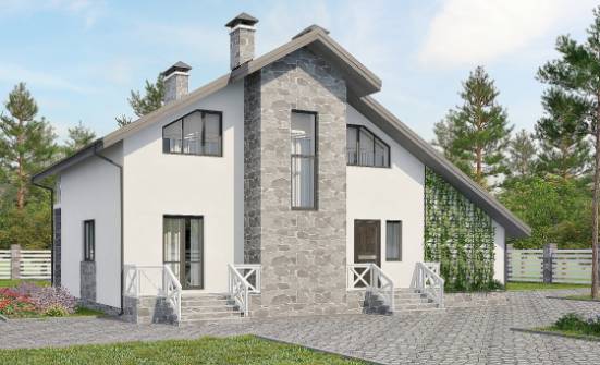 180-017-Л Проект двухэтажного дома мансардой, гараж, красивый загородный дом из пеноблока | Проекты домов от House Expert