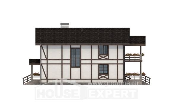 250-002-Л Проект двухэтажного дома мансардный этаж и гаражом, красивый коттедж из кирпича, House Expert