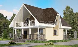 125-001-Л Проект двухэтажного дома с мансардой, современный домик из поризованных блоков, House Expert