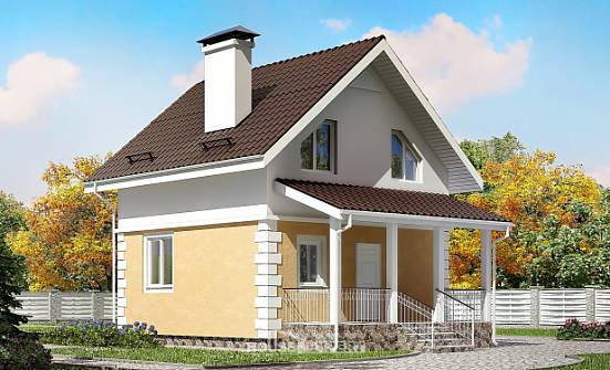 070-002-П Проект двухэтажного дома с мансардным этажом, миниатюрный дом из газосиликатных блоков | Проекты домов от House Expert
