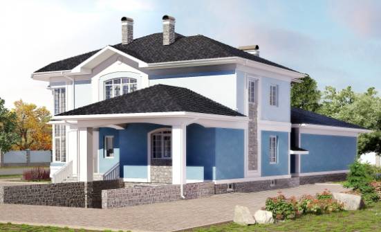 620-001-П Проект трехэтажного дома и гаражом, огромный домик из пеноблока | Проекты домов от House Expert